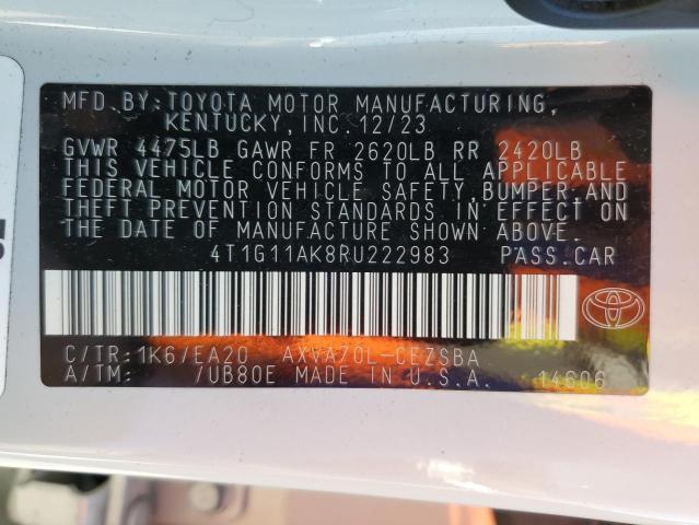 4T1G11AK8RU222983 - 2024 TOYOTA CAMRY SE NIGHT SHADE GRAY photo 13