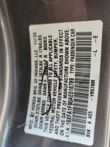 19XFA1F90AE016789 - 2010 HONDA CIVIC EXL 灰色 照片 13