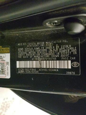 4T1BE46K97U140766 - 2007 TOYOTA CAMRY CE BLACK photo 12