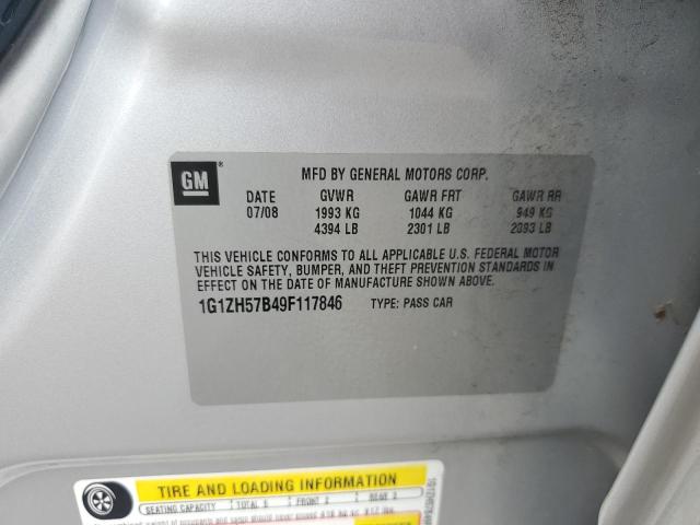 1G1ZH57B49F117846 - 2009 CHEVROLET MALIBU 1LT SILVER photo 12