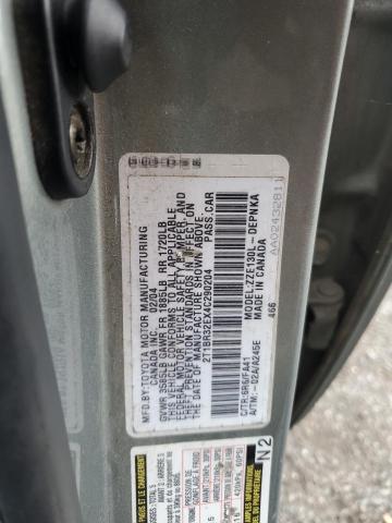 2T1BR32EX4C290204 - 2004 TOYOTA COROLLA CE GRAY photo 12