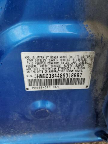 JHMGD38448S018897 - 2008 HONDA FIT BLUE photo 12