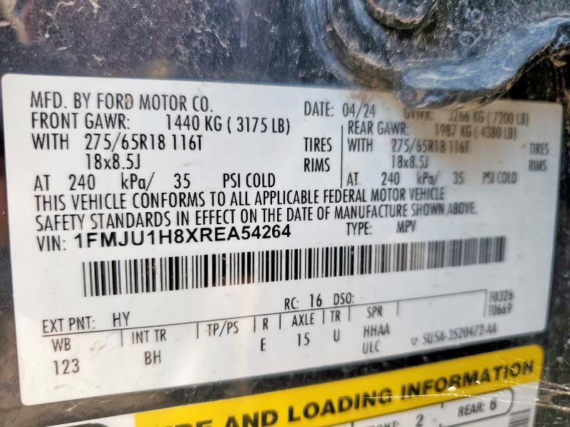 1FMJU1H8XREA54264 - 2024 FORD EXPEDITION XLT BLACK photo 13