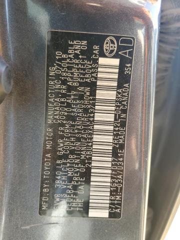 2T1BU4EEXAC443711 - 2010 TOYOTA COROLLA BASE GRAY photo 12