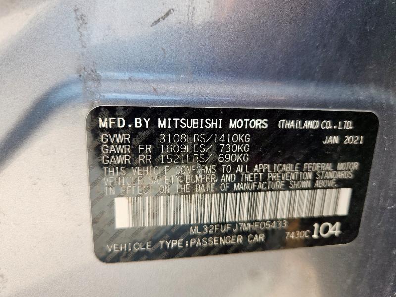 ML32FUFJ7MHF05433 - 2021 MITSUBISHI MIRAGE G4 ES GRAY photo 12