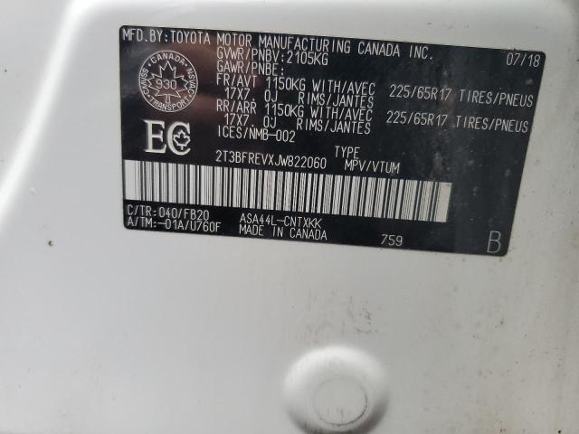 2T3BFREVXJW822060 - 2018 TOYOTA RAV4 LE WHITE photo 14