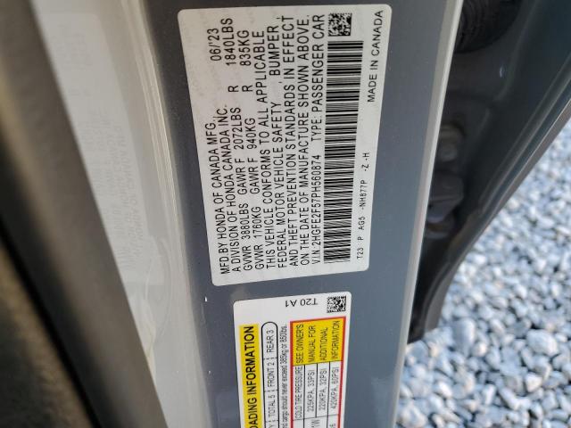 2HGFE2F57PH560874 - 2023 HONDA CIVIC SPORT Gris foto 13