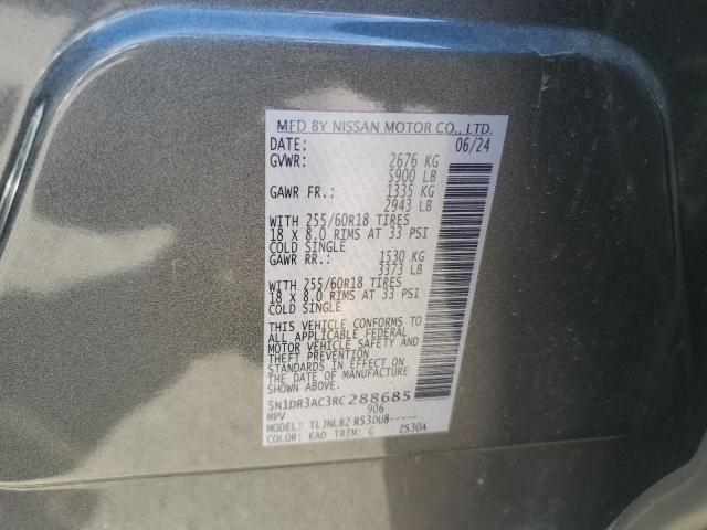 5N1DR3AC3RC288685 - 2024 NISSAN PATHFINDER S Boz foto 13