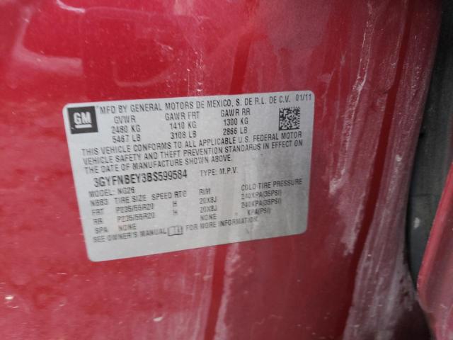 3GYFNBEY3BS599584 - 2011 CADILLAC SRX PERFORMANCE COLLECTION Қызыл фото 13