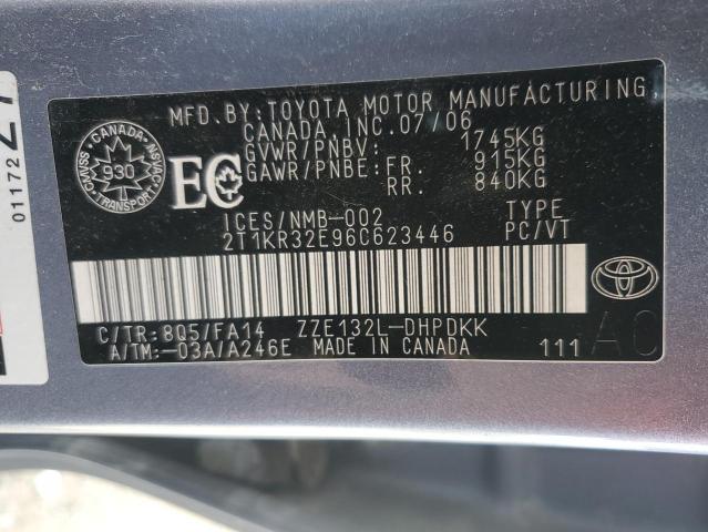 2T1KR32E96C623446 - 2006 TOYOTA COROLLA MA XR BLUE photo 12