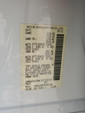 1N6AA0EC9BN323597 - 2011 NISSAN TITAN S 白色 照片 12