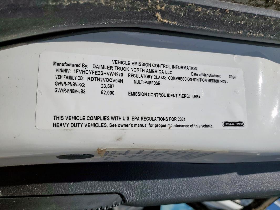 1FVHCYFE2SHVW4270 - 2025 FREIGHTLINER M2 106 MEDIUM DUTY WHITE photo 10