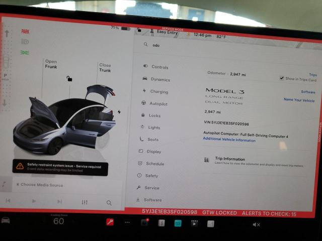 5YJ3E1EB3SF020598 - 2025 TESLA MODEL 3 灰色 照片 9
