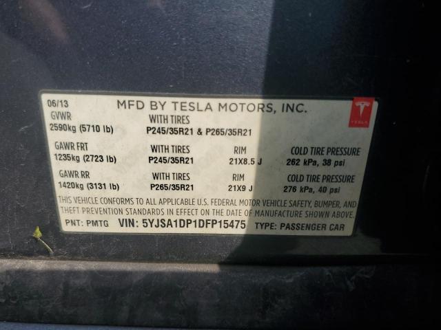 5YJSA1DP1DFP15475 - 2013 TESLA MODEL S 灰色 照片 12