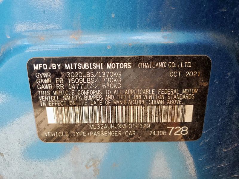 ML32AUHJXMH014329 - 2021 MITSUBISHI MIRAGE ES BLUE photo 13