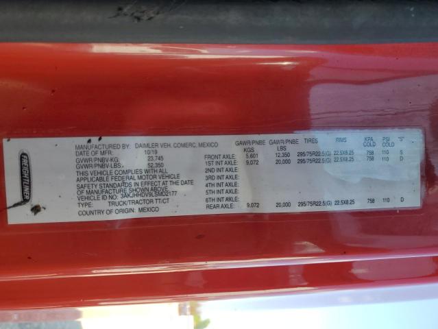 3AKJHHDV9LSMD2177 - 2020 FREIGHTLINER CASCADIA 1 RED photo 10