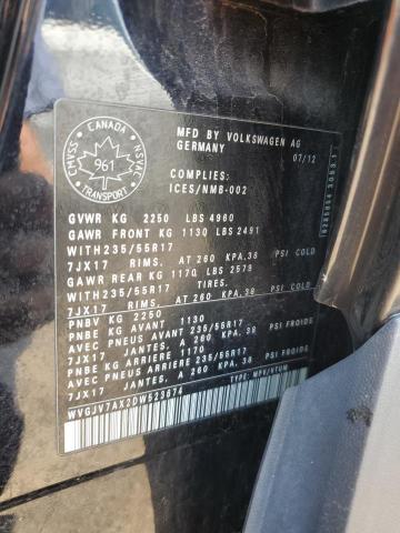 WVGJV7AX2DW523674 - 2013 VOLKSWAGEN TIGUAN S BLACK photo 13