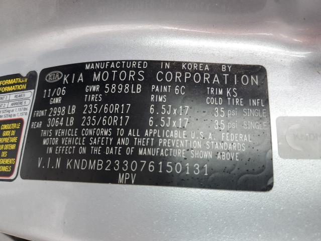 KNDMB233076150131 - 2007 KIA SEDONA EX SILVER photo 13