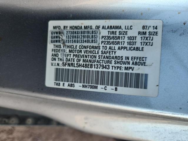 5FNRL5H48EB137943 - 2014 HONDA ODYSSEY EX SILVER photo 13