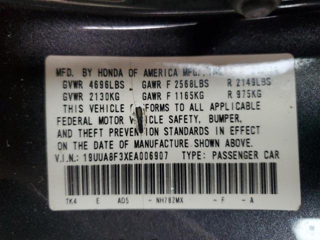 19UUA8F3XEA006907 - 2014 ACURA TL SE CHARCOAL photo 13