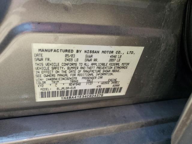 1N4BA41E34C824379 - 2004 NISSAN MAXIMA SE GOLD photo 12