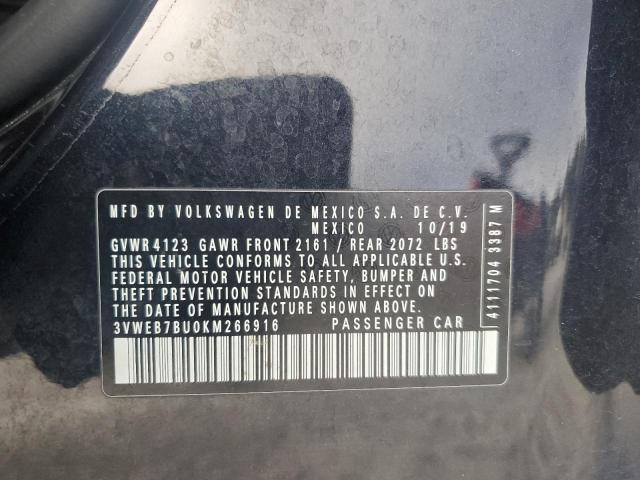 3VWEB7BU0KM266916 - 2019 VOLKSWAGEN JETTA SEL BLACK photo 12