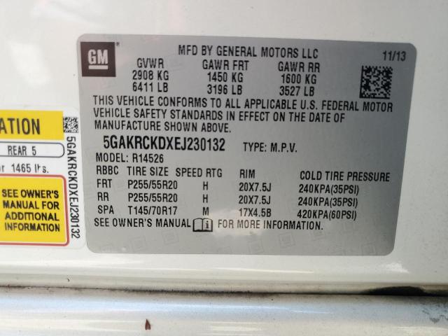 5GAKRCKDXEJ230132 - 2014 BUICK ENCLAVE WHITE photo 13