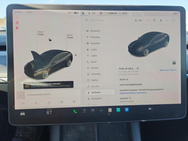 5YJ3E1EB8MF015125 - 2021 TESLA MODEL 3 BLACK photo 9