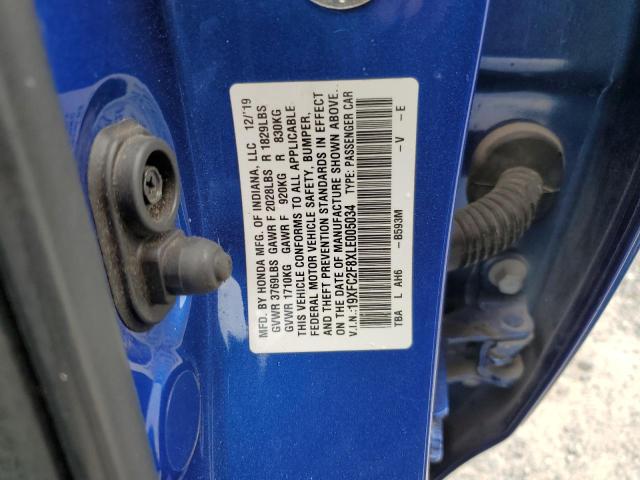 19XFC2F8XLE005034 - 2020 HONDA CIVIC SPORT BLUE photo 13