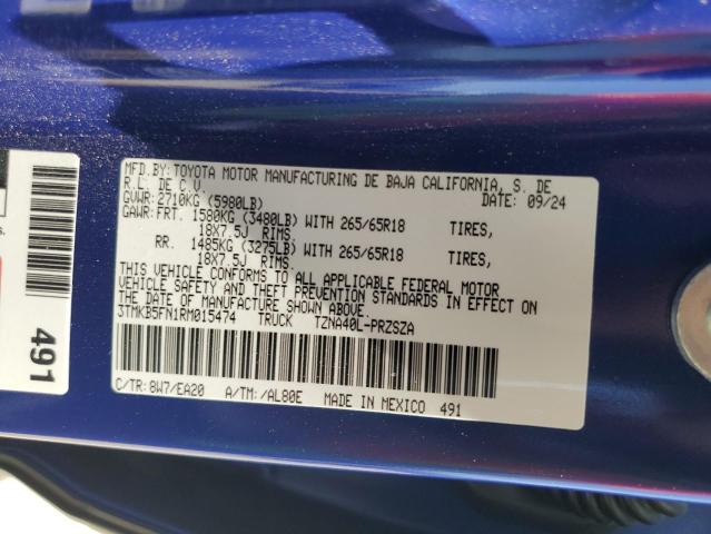 3TMKB5FN1RM015474 - 2024 TOYOTA TACOMA DOUBLE CAB 蓝色 照片 12