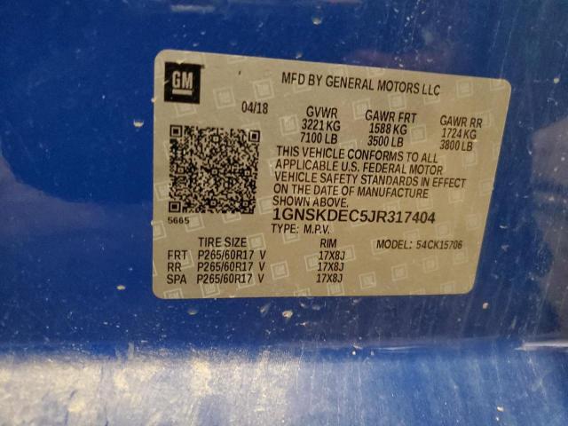 1GNSKDEC5JR317404 - 2018 CHEVROLET TAHOE POLICE ლურჯი ფოტო 14