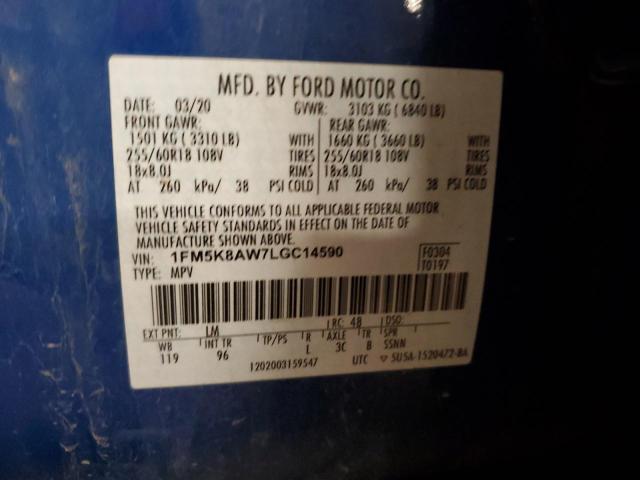 1FM5K8AW7LGC14590 - 2020 FORD EXPLORER POLICE INTERCEPTOR Blau Foto 13