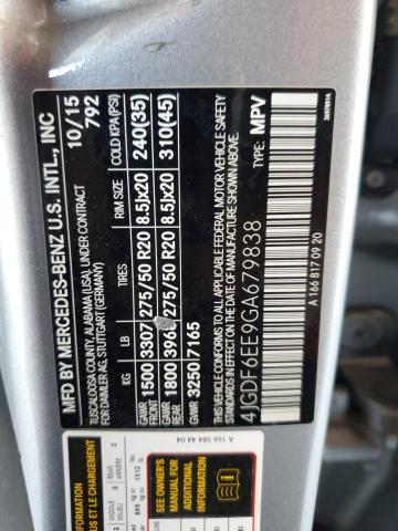 4JGDF6EE9GA679838 - 2016 MERCEDES-BENZ GL 450 4MATIC GRAY photo 13