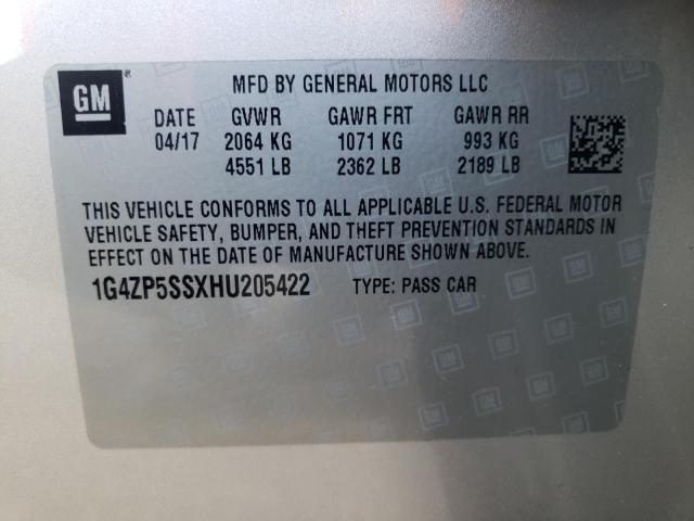 1G4ZP5SSXHU205422 - 2017 BUICK LACROSSE ESSENCE ვერცხლისფერი ფოტო 12