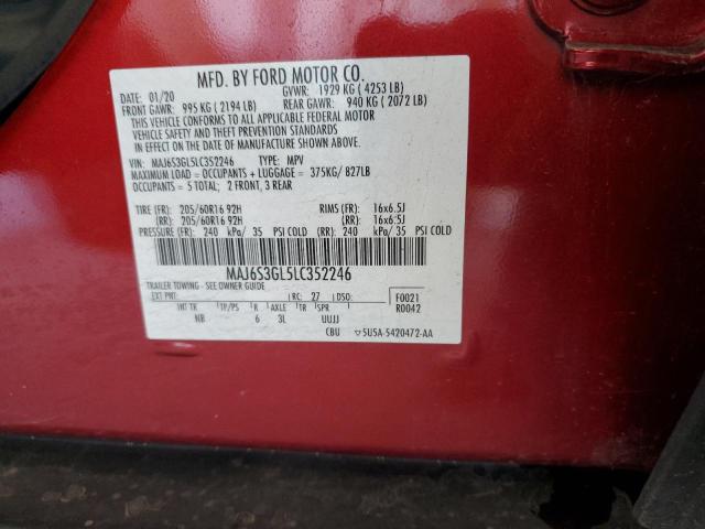 MAJ6S3GL5LC352246 - 2020 FORD ECOSPORT SE 红色 照片 14