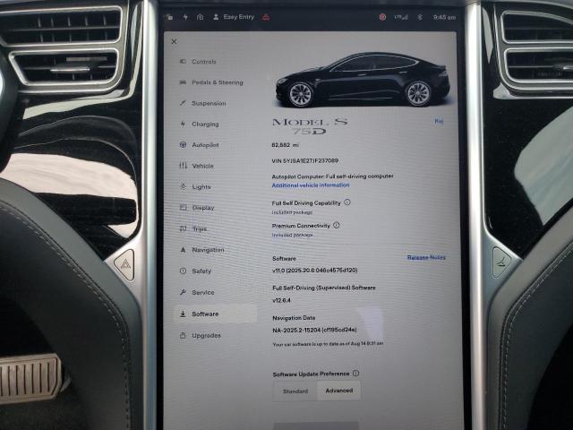 5YJSA1E27JF237089 - 2018 TESLA MODEL S 黑色 照片 9