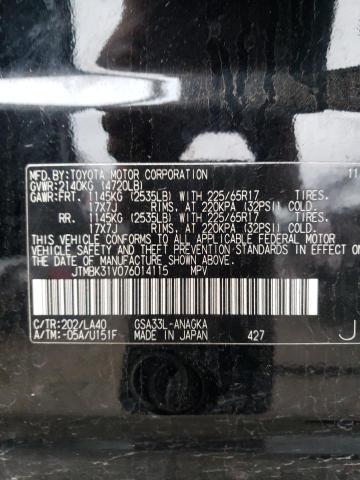 JTMBK31V076014115 - 2007 TOYOTA RAV4 LIMITED BLACK photo 10