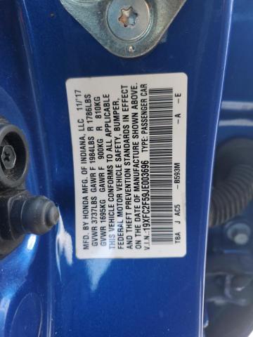 19XFC2F59JE003696 - 2018 HONDA CIVIC LX Mavi foto 13