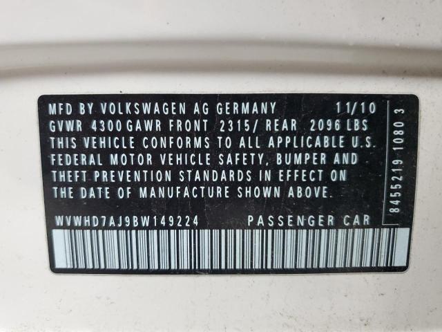 WVWHD7AJ9BW149224 - 2011 VOLKSWAGEN GTI WHITE photo 12