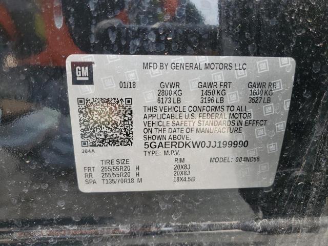 5GAERDKW0JJ199990 - 2018 BUICK ENCLAVE AVENIR შავი ფოტო 13