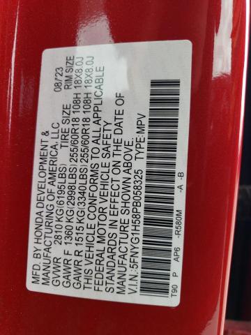 5FNYG1H58PB058325 - 2023 HONDA PILOT EXL أحمر صورة 12