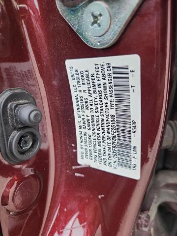 19XFB2F88FE261048 - 2015 HONDA CIVIC EX MAROON photo 12