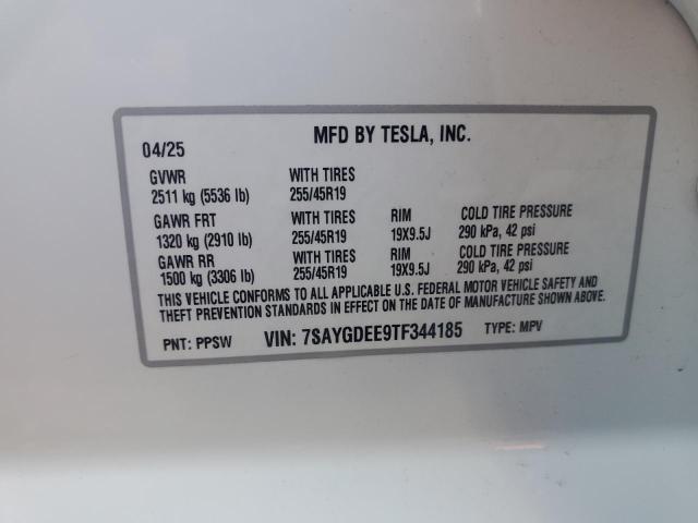 7SAYGDEE9TF344185 - 2026 TESLA MODEL Y WHITE photo 12
