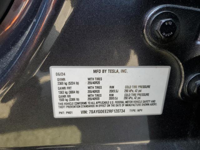 7SAYGDEE2RF120734 - 2024 TESLA MODEL Y 灰色 照片 12