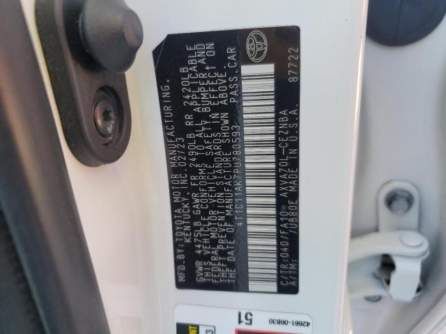 4T1C11AK7PU780593 - 2023 TOYOTA CAMRY LE WHITE photo 12