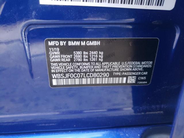 WBSJF0C07LCD80290 - 2020 BMW M5 BASE BLUE photo 12