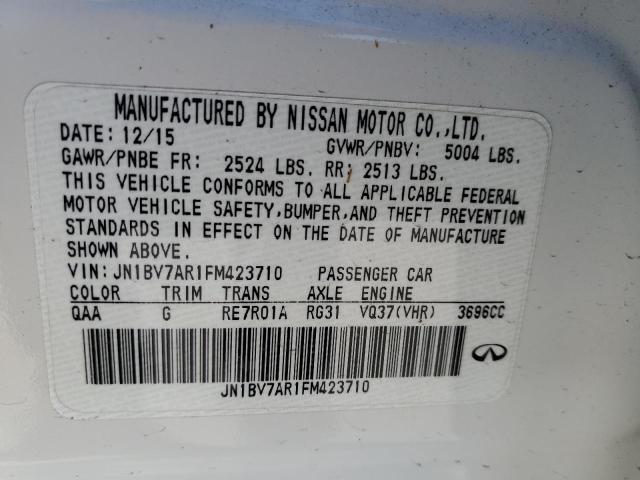 JN1BV7AR1FM423710 - 2015 INFINITI Q50 BASE WHITE photo 12