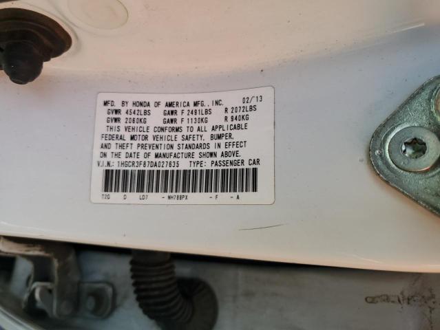 1HGCR3F87DA027635 - 2013 HONDA ACCORD EXL 白色 照片 12