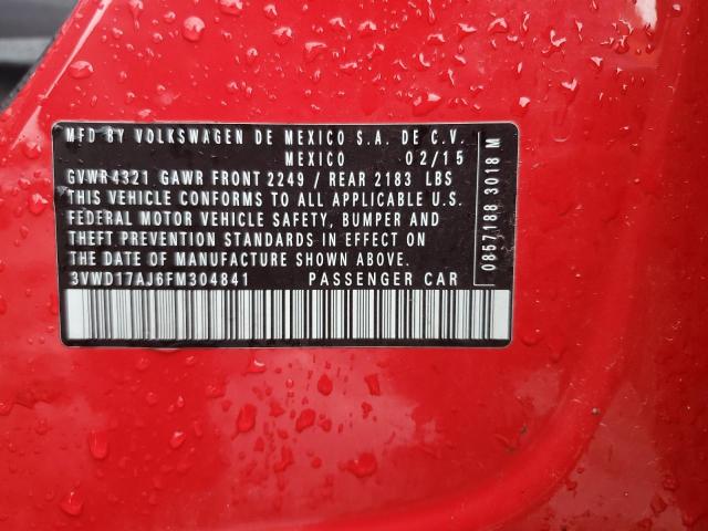 3VWD17AJ6FM304841 - 2015 VOLK JETTA SE RED photo 12