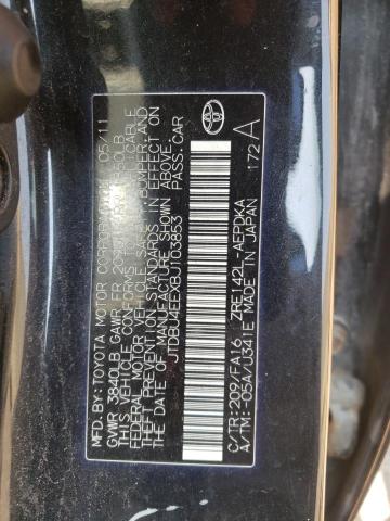 JTDBU4EEXBJ103853 - 2011 TOYOTA COROLLA BASE Чорний фото 12